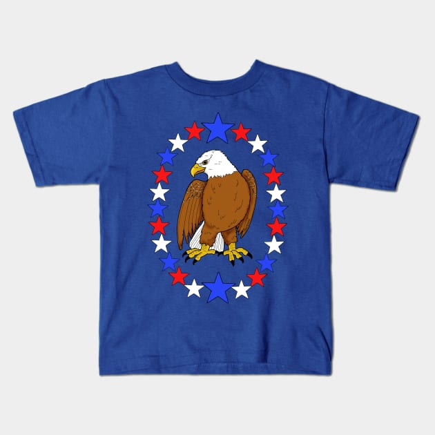 Bald Eagle 4th of July Kids T-Shirt by HonuHoney